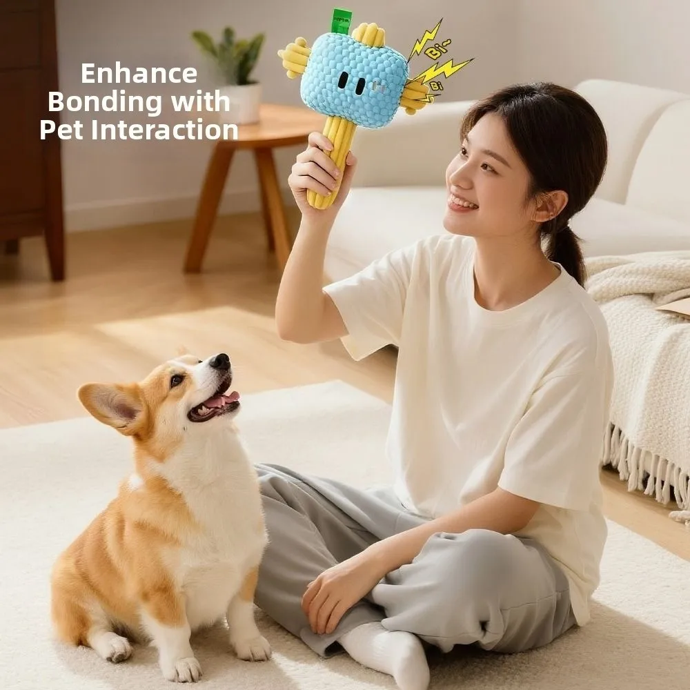 

Creative Plush Hammer Dog Toy Wear-resistant Soft Pet Shake Sound Toy Bite-resistant Funny Plush Tug-of-war Toy Relieve Boredom