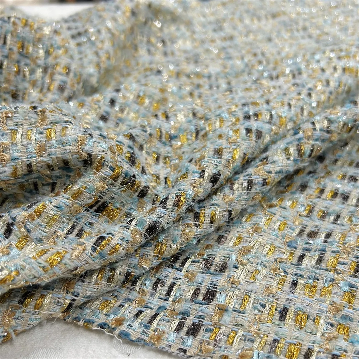 1yard Coarse flower small fragrant wind tissu Light luxury Light luxury wool weaving fabric Designer jacket fabric for clothing view 6