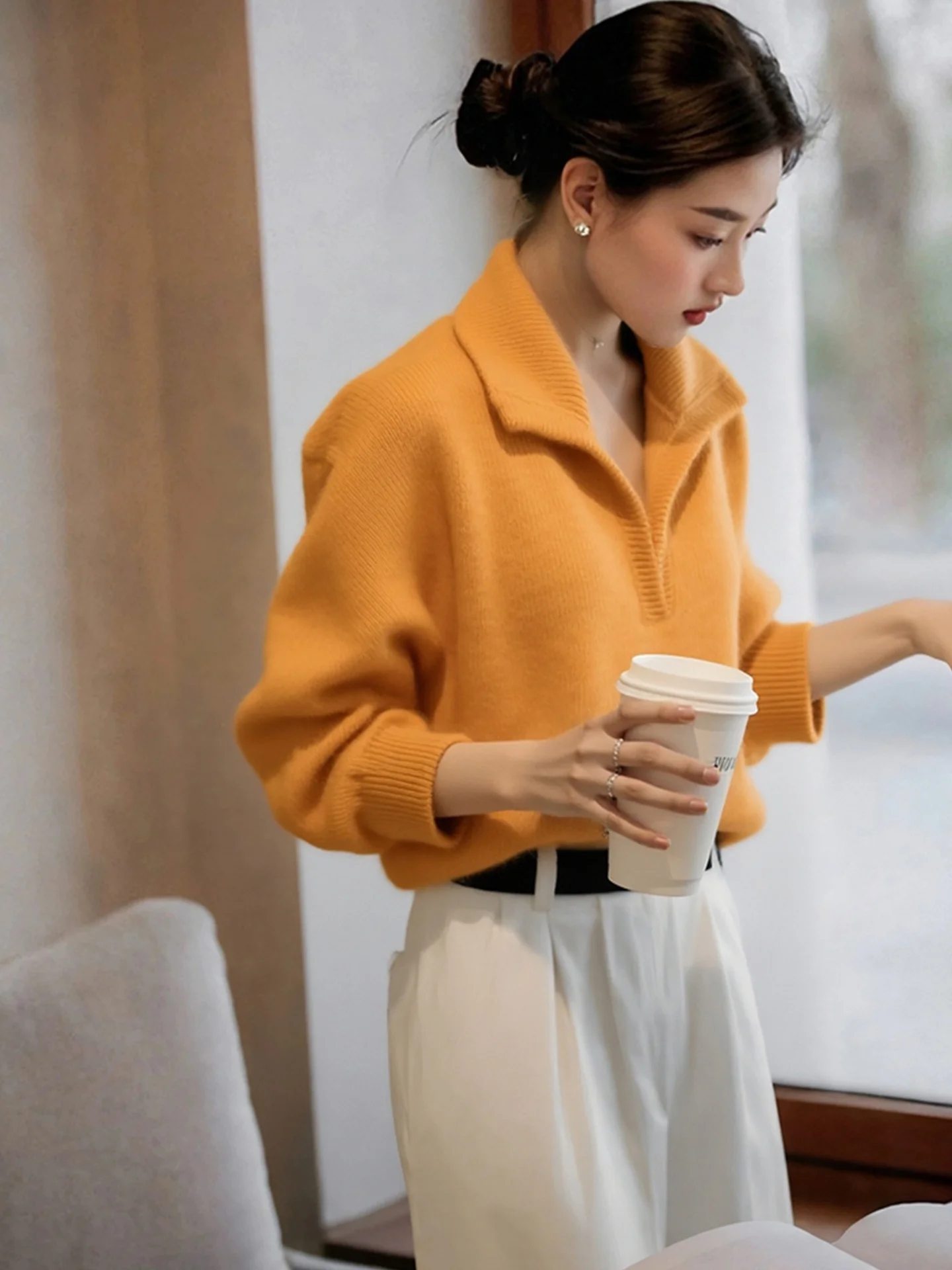 Ele Long Sve Camere Prendas de punto Top suave y cómodo para una apariencia más joven Faion de invierno Ajuste suelto coreano