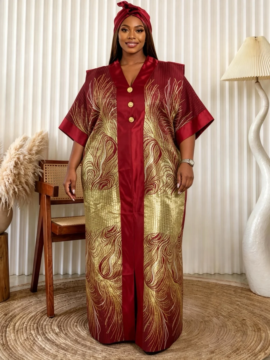 Traditional Pattern Large Size Middle Eastern Robe With Matching Scarf Loose Plus Size African Long Dress Muslim Abaya Islamic