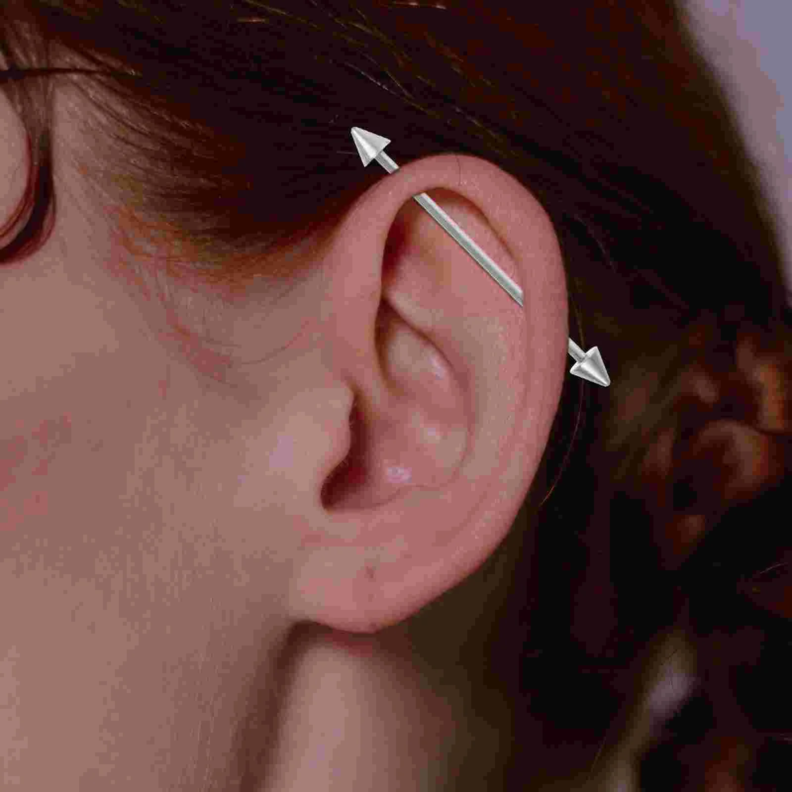 3 Pcs Barbell Industrial Earrings Arrow Studs for Girls Metal Piercing Jewelry Jewelries Man