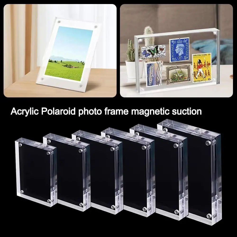 

Transparent Photo Picture Frame Acrylic 10mm Magnetic Display Frame Card Display Rack For Polaroid Photo