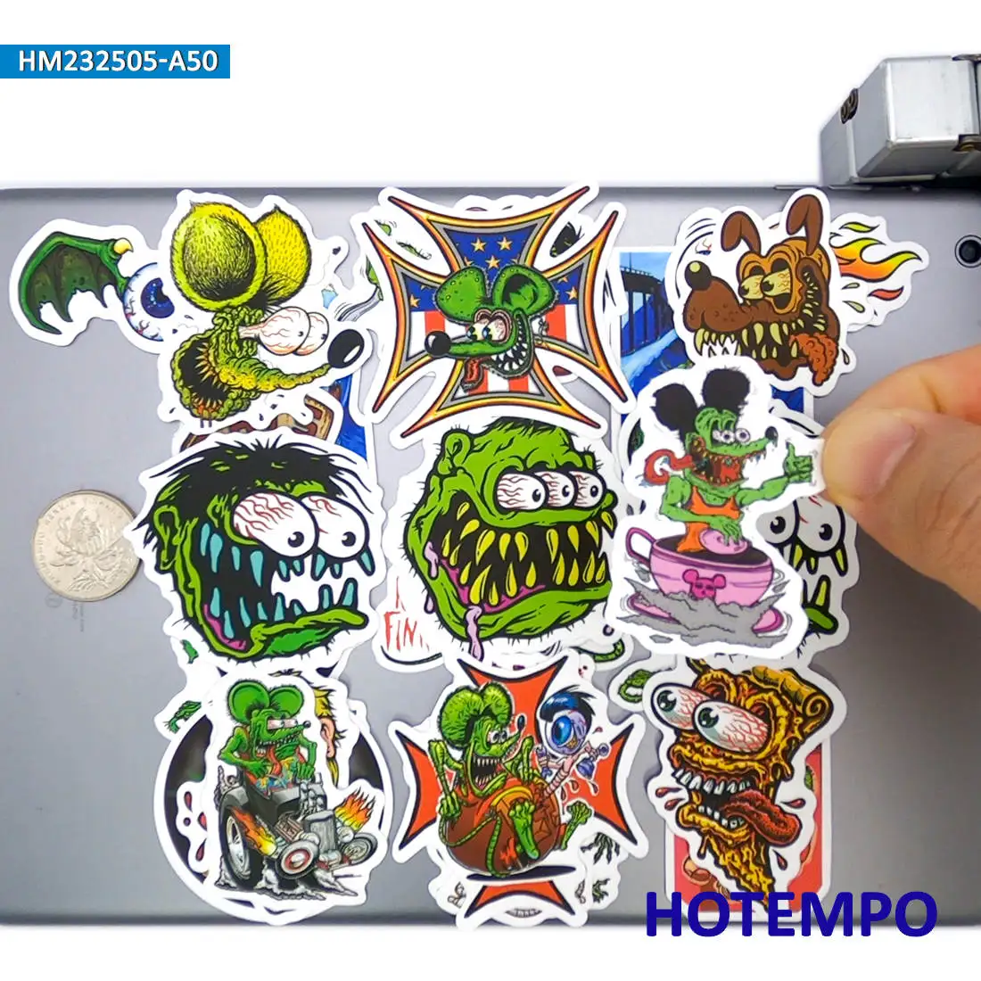 20/30/50Pieces Gothic Style Funny Green Mouse Fink Rat Stickers for Skateboard Motorcycle Car Bike Luggage Phone Laptop Sticker
