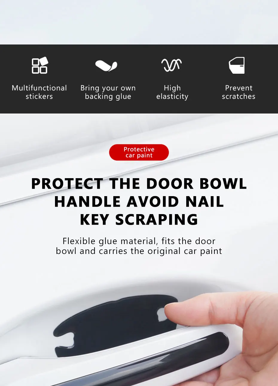 SEAMETAL Auto Türgriff Schüssel Schutz Aufkleber Anti-scratch Auto Türgriff Anti-kollision Vinyl Auto Schüssel Schutz Streifen – Detail 9