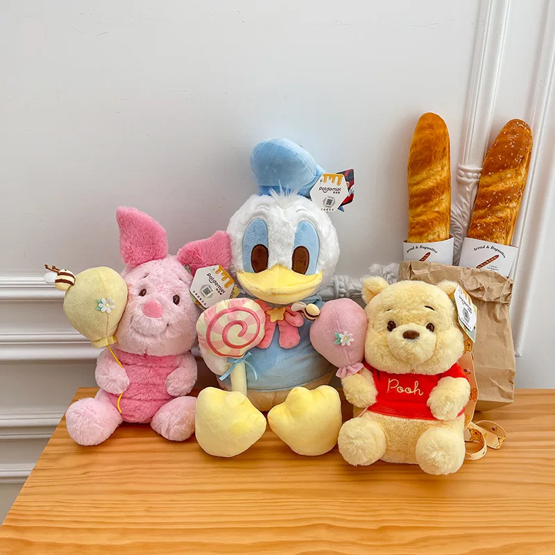 28/40cm Donald Duck Winnie Piglet The Pooh Anime Plush Stuffed Toy Cute Bag Pendant Girl Kawaii Birthday Toys Christmas Gifts