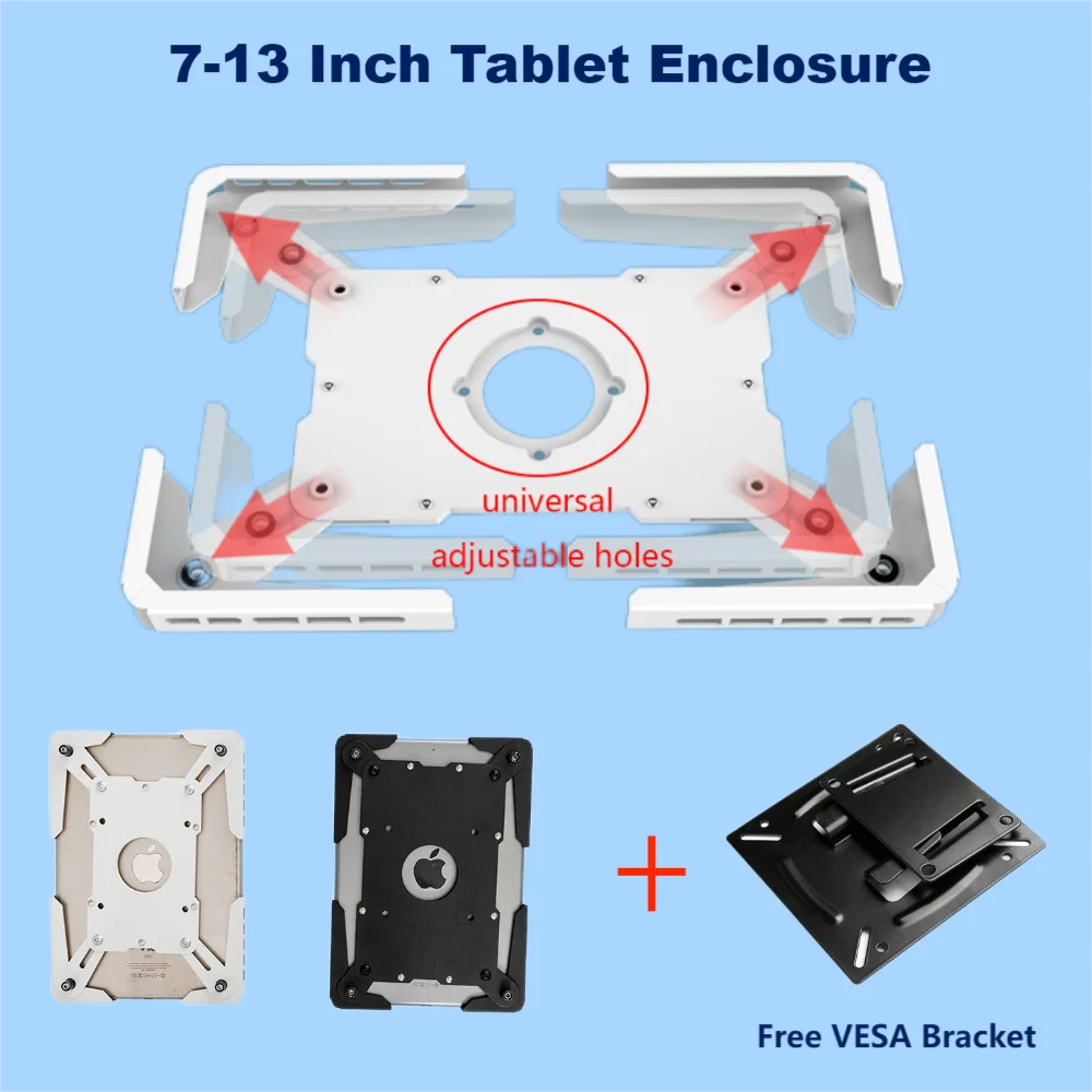 

Wall Mount 7-13 Inch Tablet Enclosure Adjustable iPad Holder Android Tablet Bracket Wall Hanging Or Desktop Stand Holder