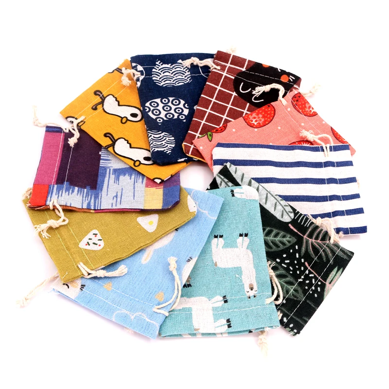 

5Pcs/Lot Small Cotton Bags 10x14cm Party Favor Linen Drawstring Gift Bag Pouches Nice Charms Bracelet Jewelry Packaging Bags