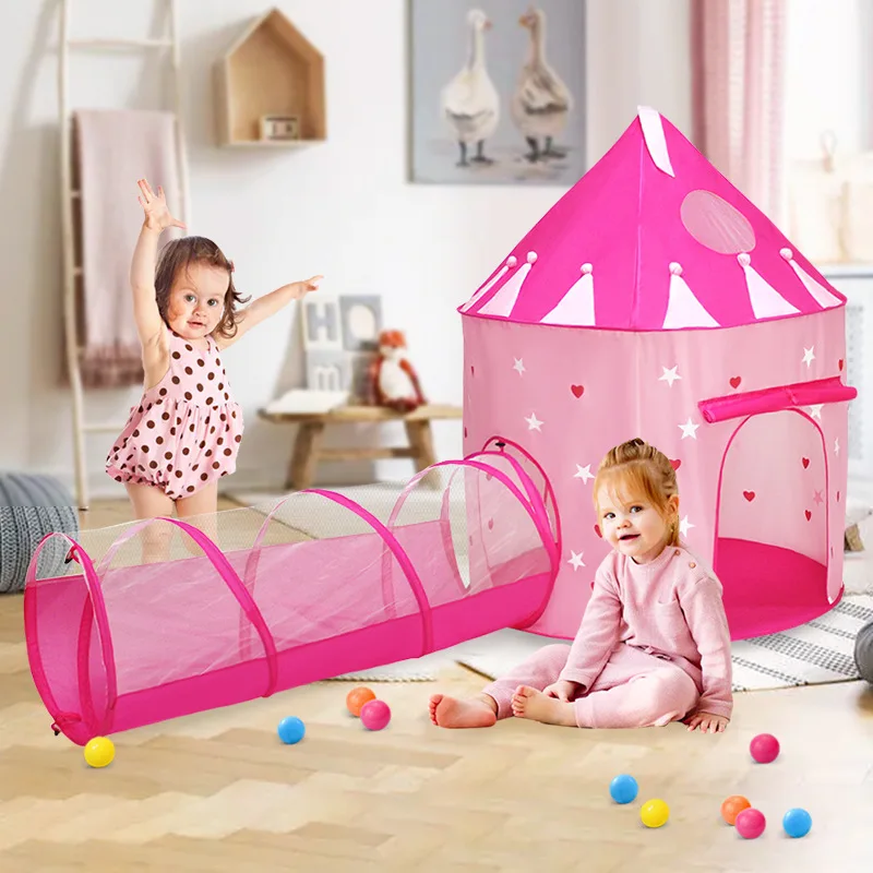 Tente de jeu portable 3 en 1 pour enfants, maison de jeu intérieure et extérieure, tunnel, maison de jeu pour enfants, piscine à balles océArabes, fosse pliée pour bébé, château