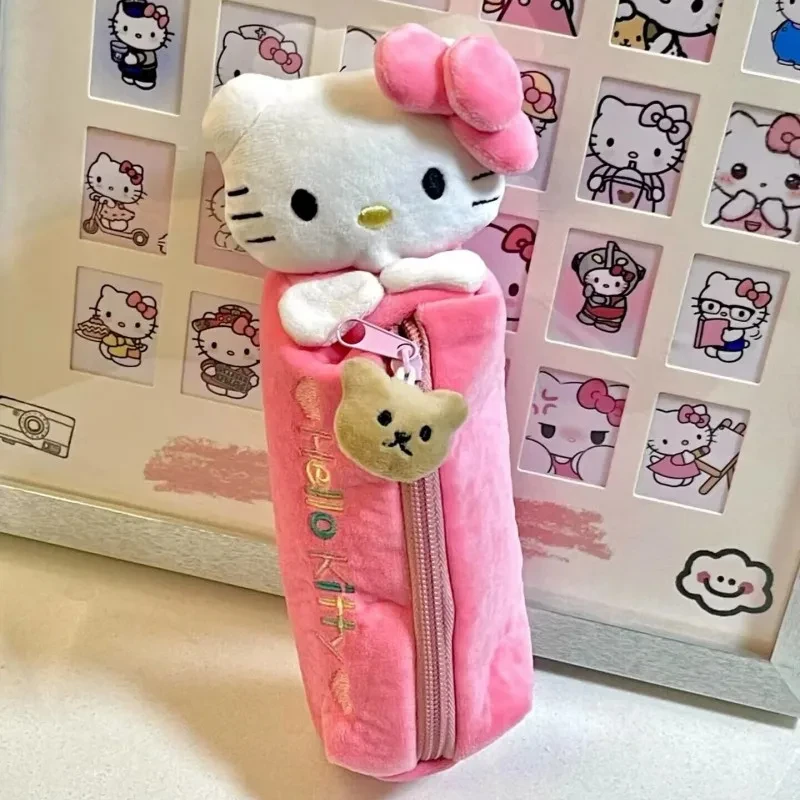 

Kawaii Hello Kitty Pencil Case Sanrio Anime Plush Doll Sweet Cartoon Cute Pink Large Cartridge School Supplies Stationery Pouch