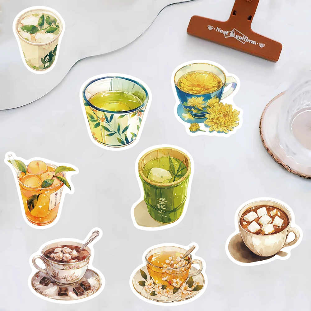 30개 음료 가게 시리즈 DIY 스티커 노트북 커피 폰 인스타일 과일 차 모던 문구 오토바이 감성 스티커
