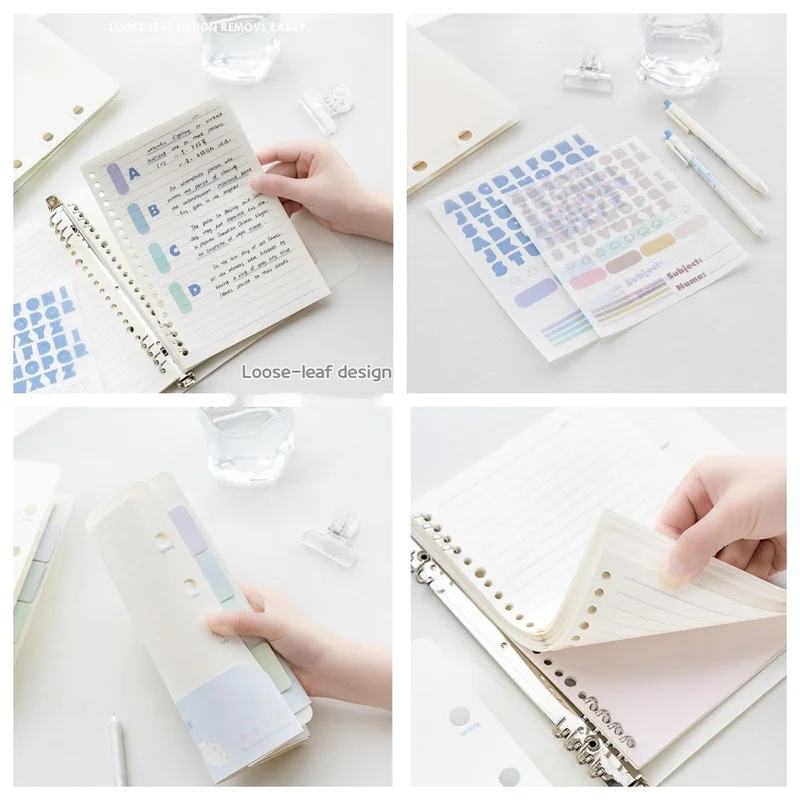 Binder Notebook A5 B5 Colored Index Page Milk Color Binder Memo Diary Office School Classroom Word Notebook Writing Notebook