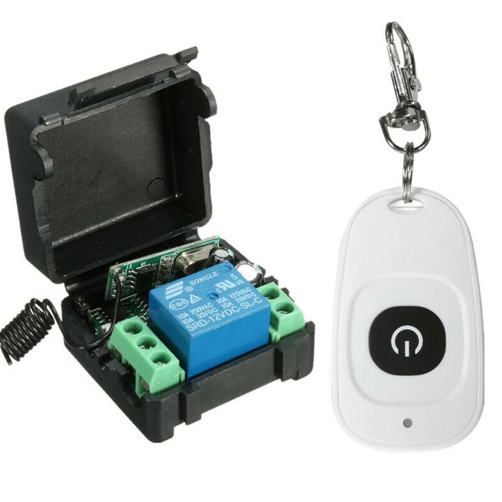 12V Relay 1CH Wireless RF Garage Door Remote Control Switch Receiver Transmitter Anti-corrosion, Moisture-proof