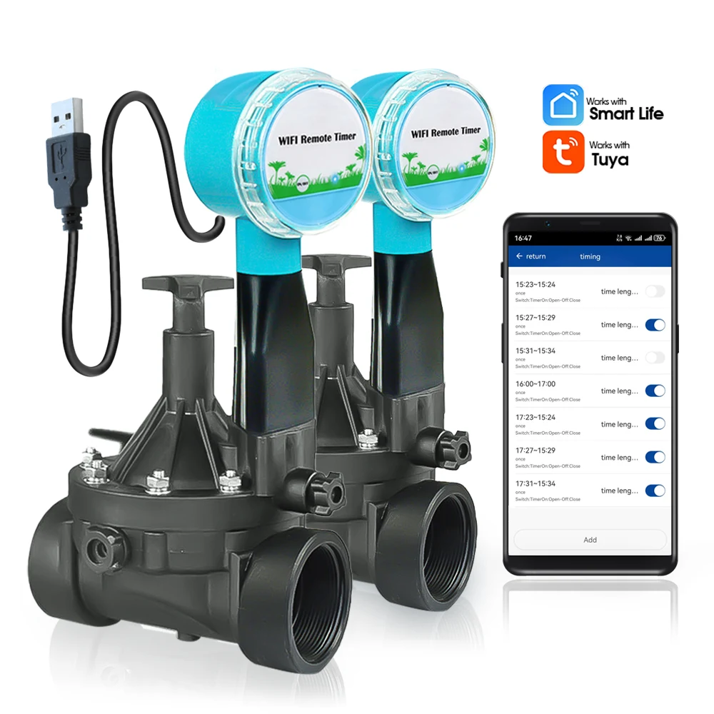 WIfi/Bluetooth Compatible Solenoid Valve Water Timer for Garden Automatic Irrigation Sprinkler Smart Life App Remote Controller