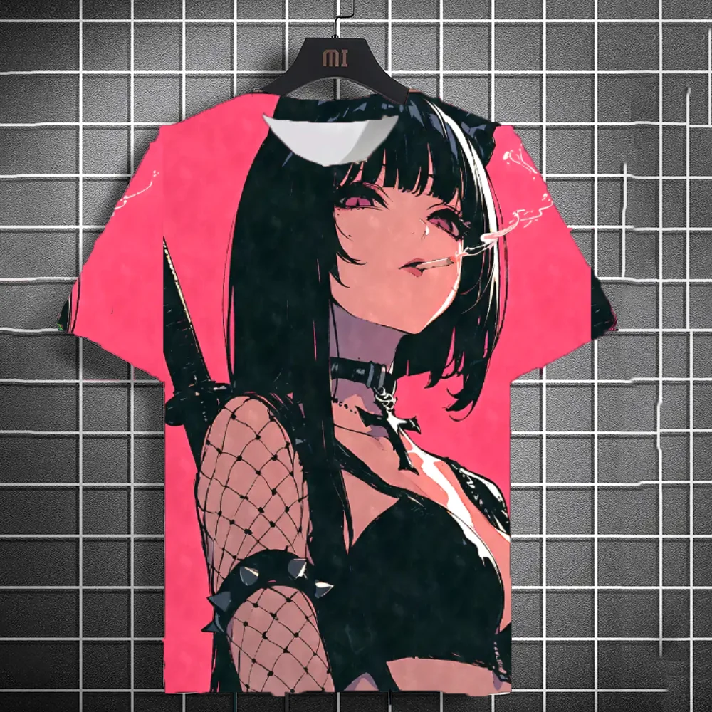 

2026 New Men's Samurai Katana Tattoo Girl T-Shirt Street Unisex Personality Anime Tee Summer Short Sleeve Y2k Top Beachwear Surf