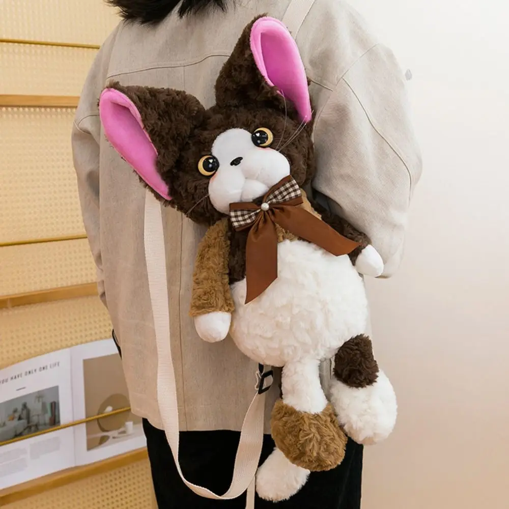 

Stuffed Animals Devon Rex Cat Backpack Plush Doll Cartoon Plush Cat School Bags Travel Storage Cute Animals Plush Bag Boys Girls