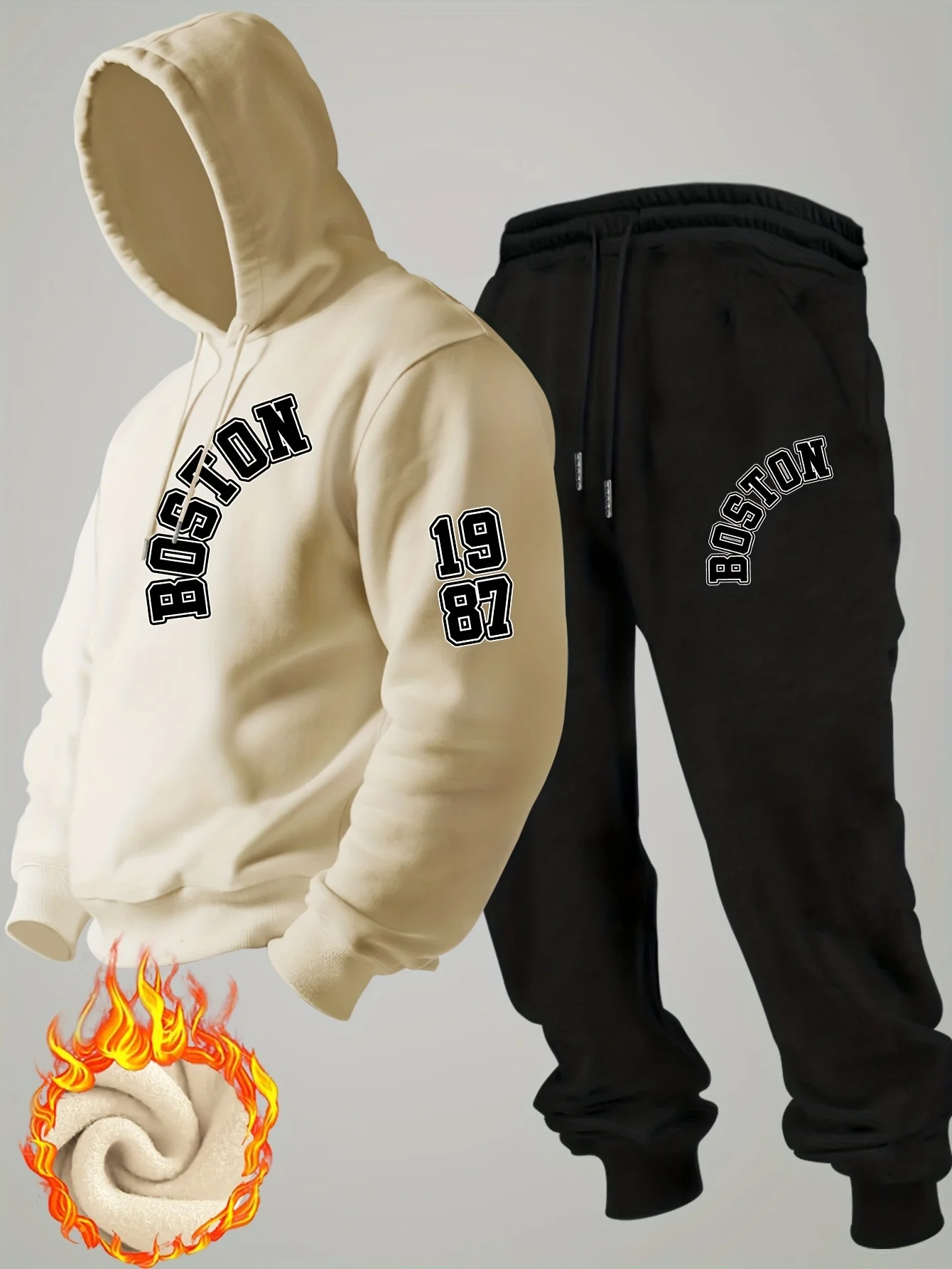 2026 new Men Winter Fleece Hoodie Tracksuit Y2K Streetwear Fashion Minimalist Sweatshirt & Pants Set Warm Sport Outfit Hoodies view 4