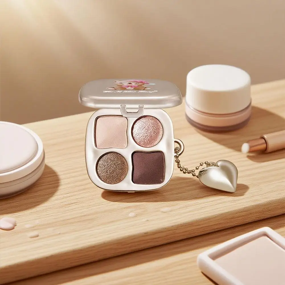 Paleta de maquiagem para olhos fácil de colorir ﻿ Paleta de sombras de 4 cores fosca brilhante perolada glitter sombra de olhos de longa duração