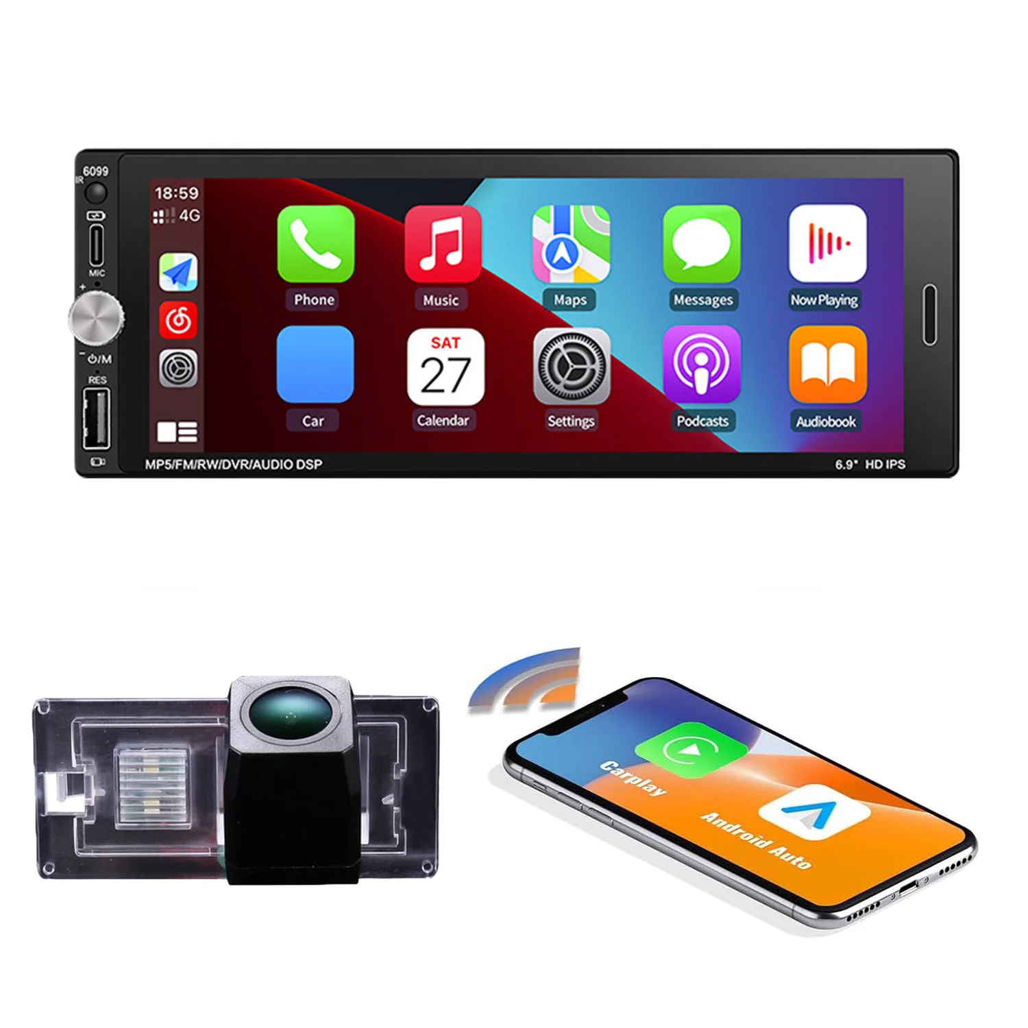 Android car radio Bluetooth wifi Carpaly GPS Navigation+AHD rearview camera for Mini Cooper S R50 R52 R53 CABRIO Seven Park Lane