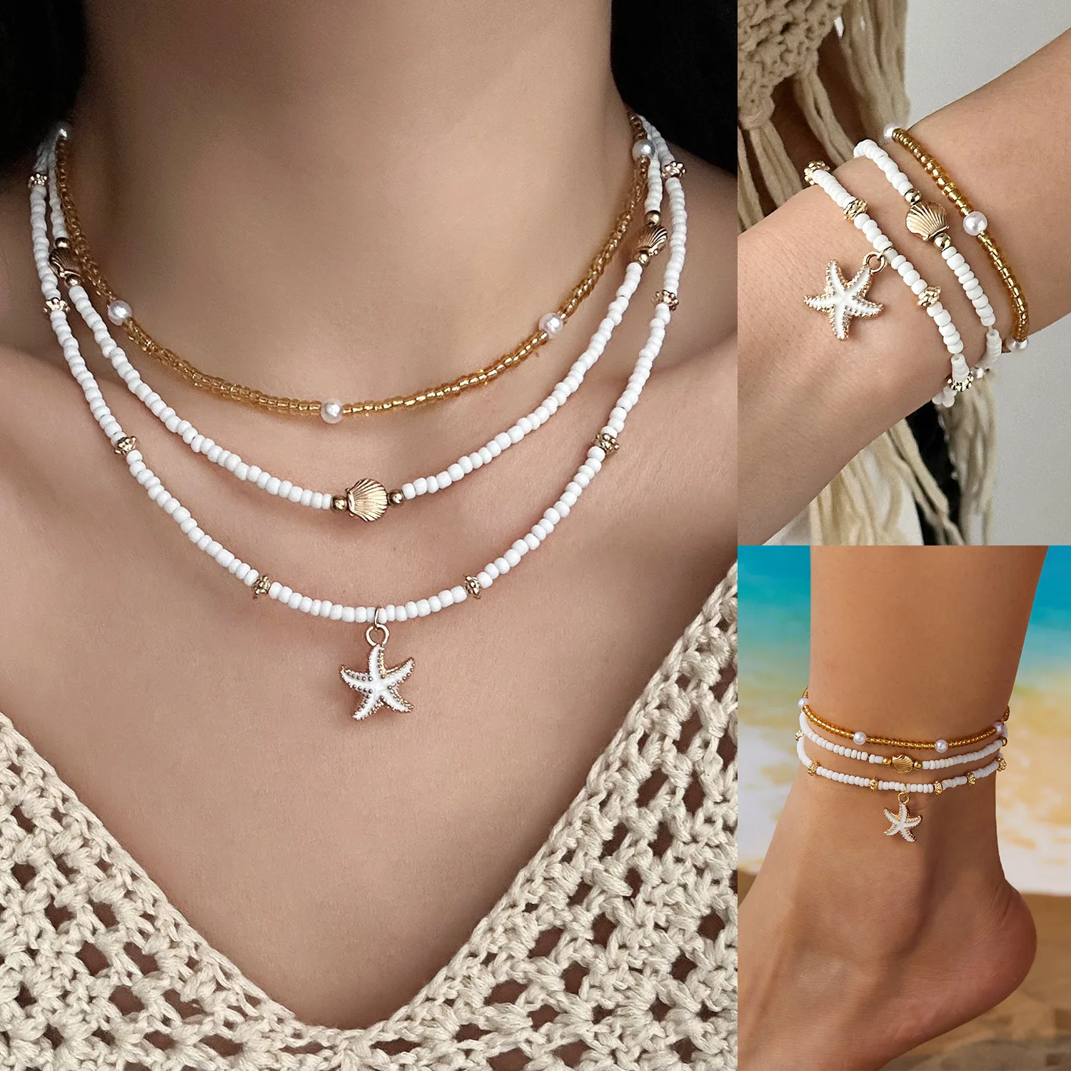 Новый комплект пляжных украшен – обзор и цена Beaded Anklet Chain