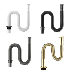 6 Colors Brass Retractable Basin Pop Up Tube Bathroom Sink Drain Hose Flexible Drainpipe Washbasin Wall Floor Flushing Pipe 80cm