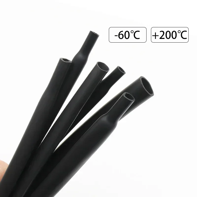 1/5M 2:1 Black 0.8mm~30mm Silicone Heat Shrink Tube Flexible Cable Sleeve Insulated High Temperature DIY Wire Wrap Protector