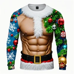 Funny Fake Muscle Graphic Sweatshirts Hilarious Ugly Christmas Sweater Gym Sport Man Pullovers Fitness Tracksuit Y2k Streetwear