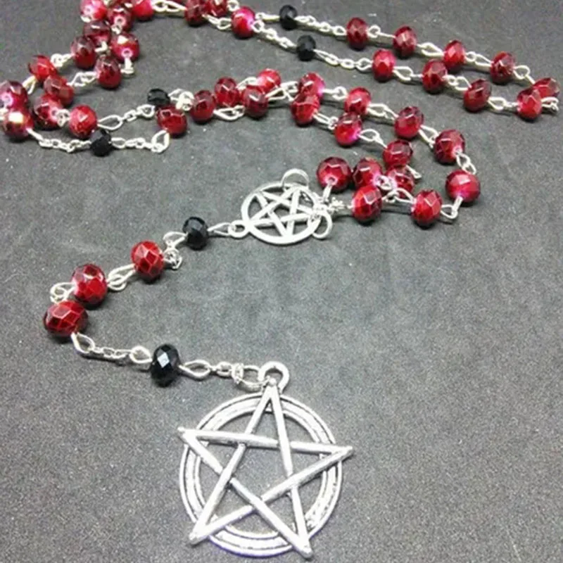 Wicca Re-imagined Rosary Glass Bead Pagan Prayer Beads Necklace