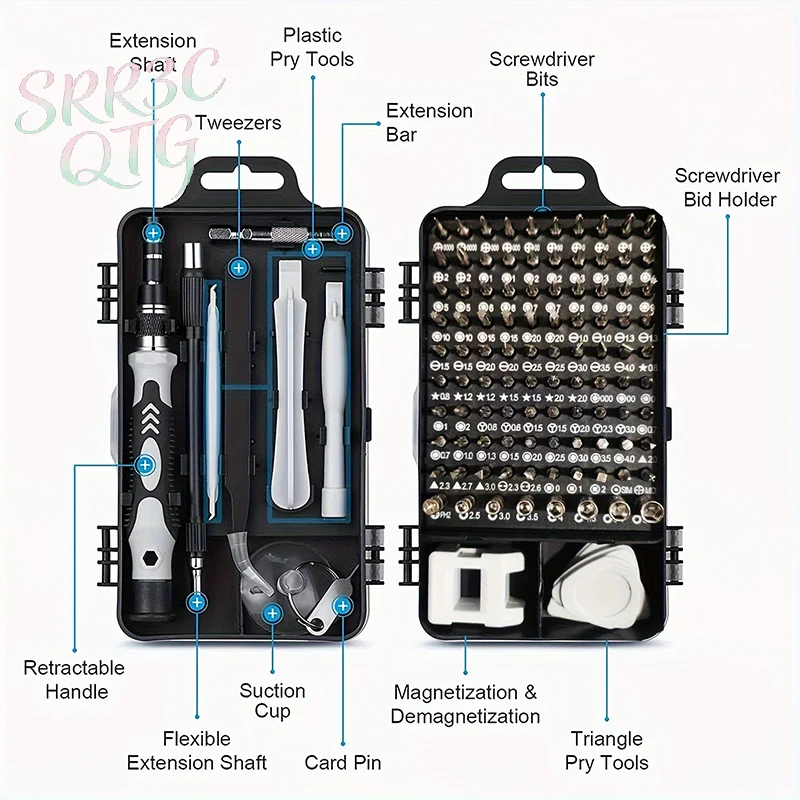Neues 115-in-1 Mini-Präzisions-Schraubendreher-Set für die Reparatur von Autos, Computern, PCs, Mobiltelefonen und Geräten, isolierte Handwerkzeuge für den Heimgebrauch.