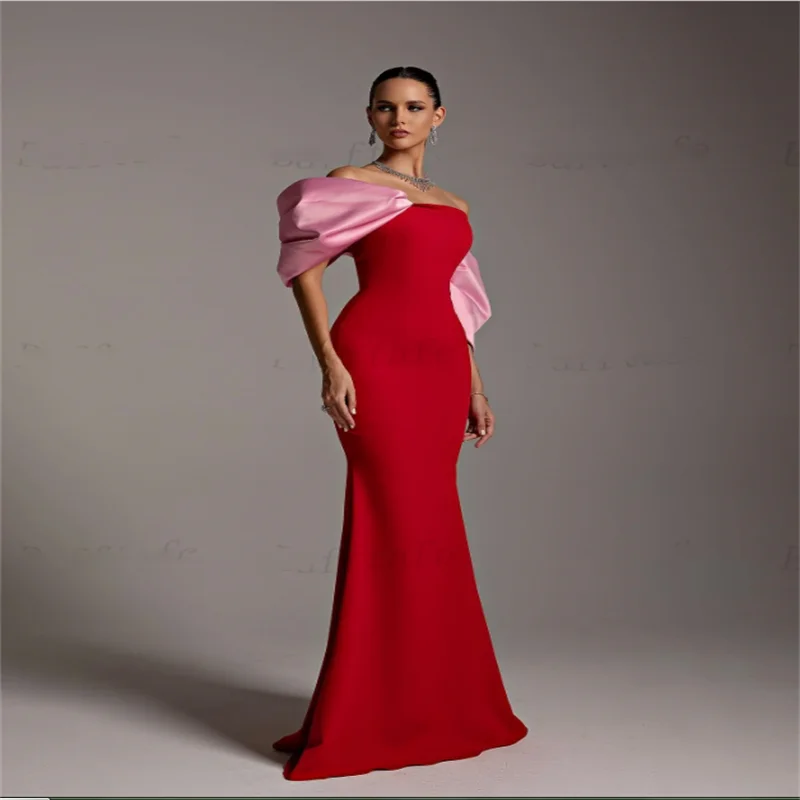 

Red Mermaid Elegant Evening Dresses Matte Satin Off The Shoulder Long Women Prom Gowns Formal Special Party Dress Customized