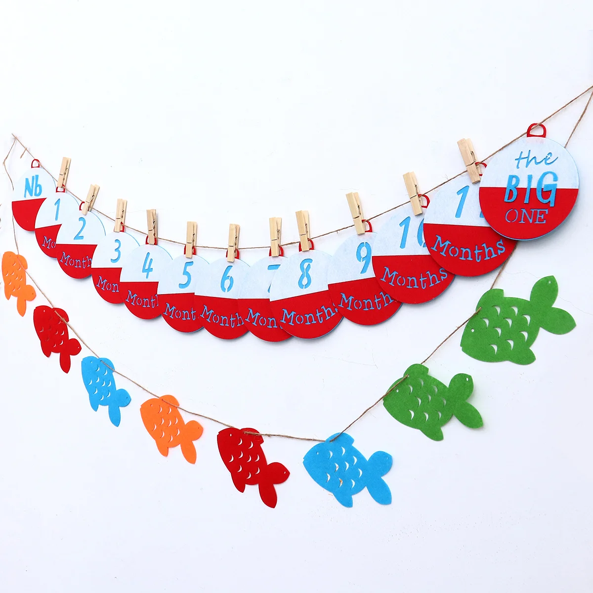 

2Pcs Fishing Photo Banner Linen Party Banner Decorative Hanging Fishing Themed Photo Garland for Party Supplies Indoor Outdoor