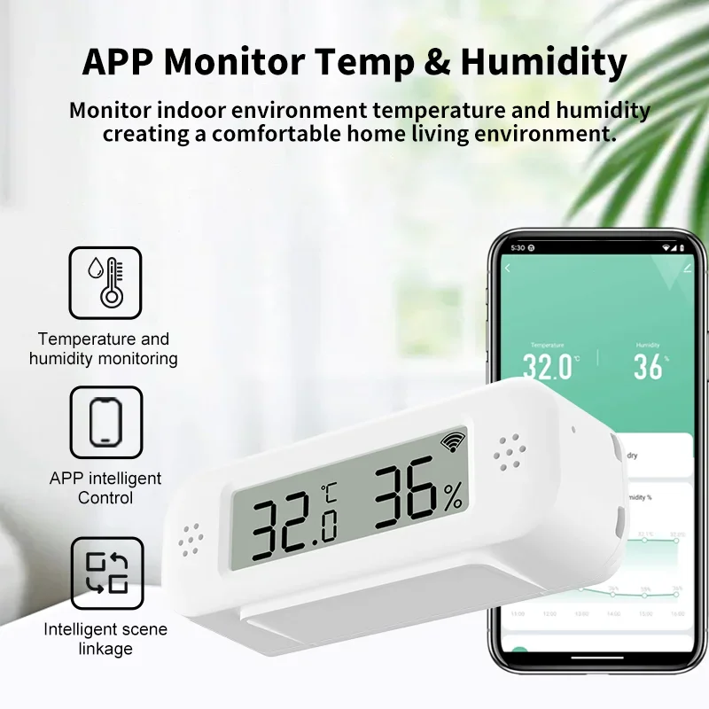 Tuya Zigbee WiFi Mini Temperature Humidity For Smart Home Thermometer Hygrometer APP Remote Work with Google Home Yandex Alexa