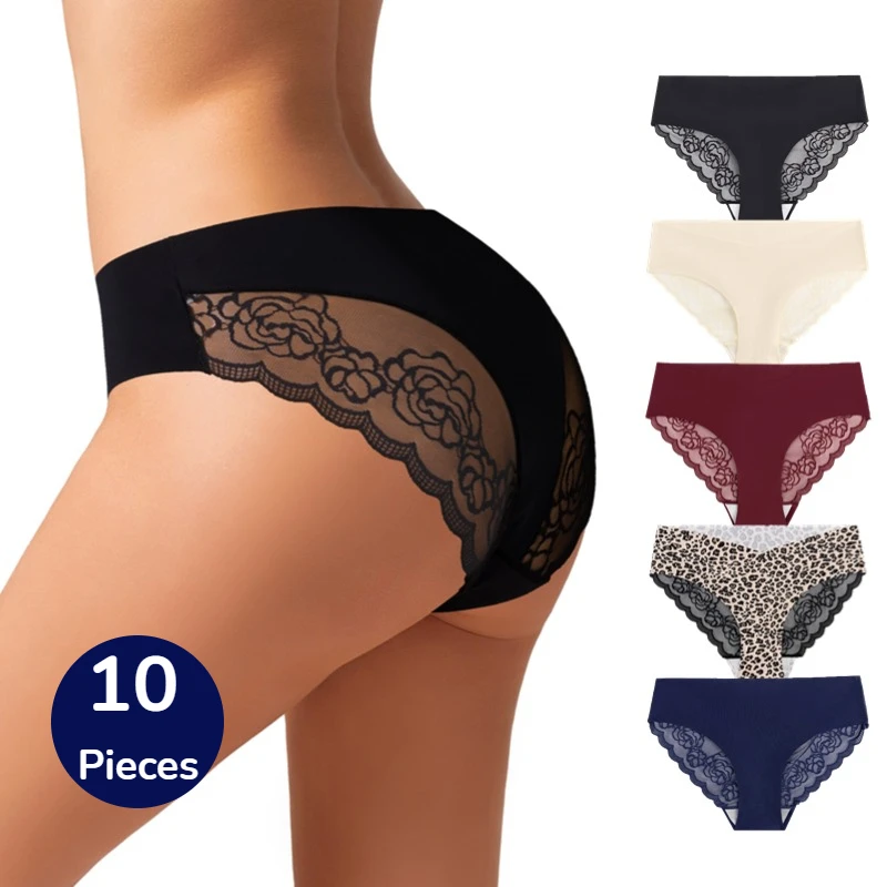 

WarmSteps 10 шт. модные женские трусики, роскошные французские кружевные женские сексуальные трусы с леопардовым принтом, удобные дышащие трусы