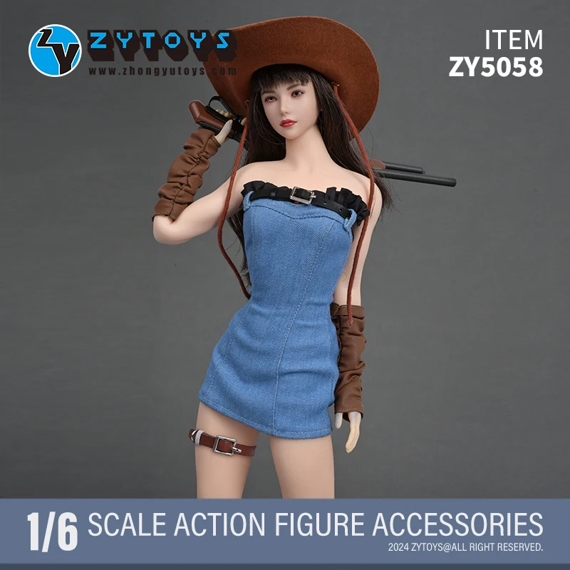 ZY5058 1/6 Female Cowboy Outfit Women Clothing Shoes Hat M1887 M200 for 12inch Action Figure Body Soldier Accessories In Stock