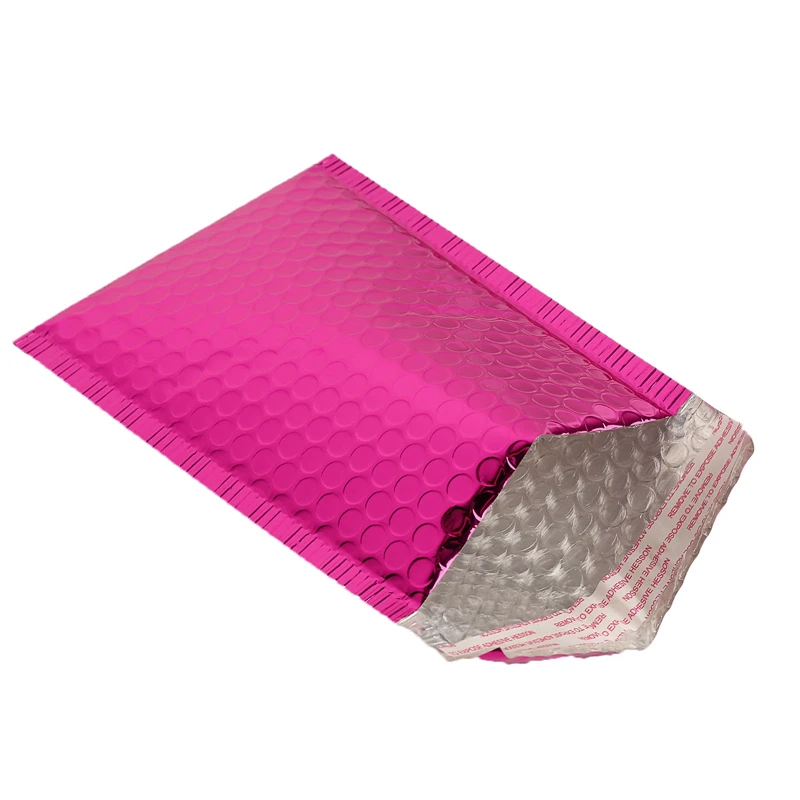 50 Uds. De sobres de burbujas rojo rosa de 15x20 + 4cm, bolsas de papel de aluminio, sobres de burbujas para embalaje de regalo, bolsa de recuerdo