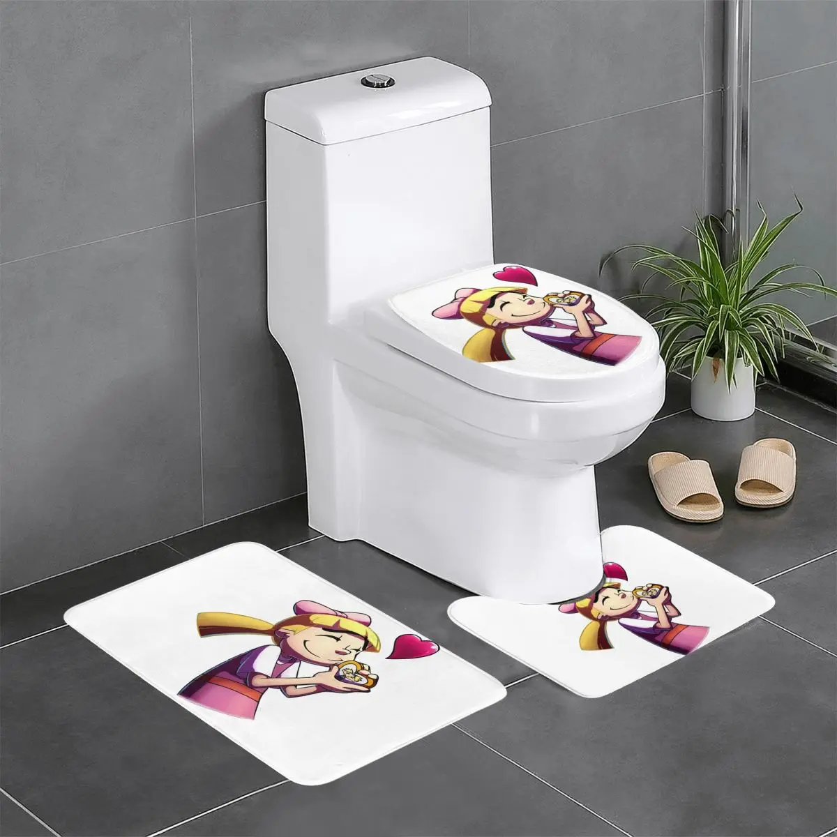 

Наборы ковриков для ванной комнаты с анимацией Hey Arnold, Нескользящие впитывающие Helga Pataki, 3-х предметные коврики для ванной и туалета, коврики