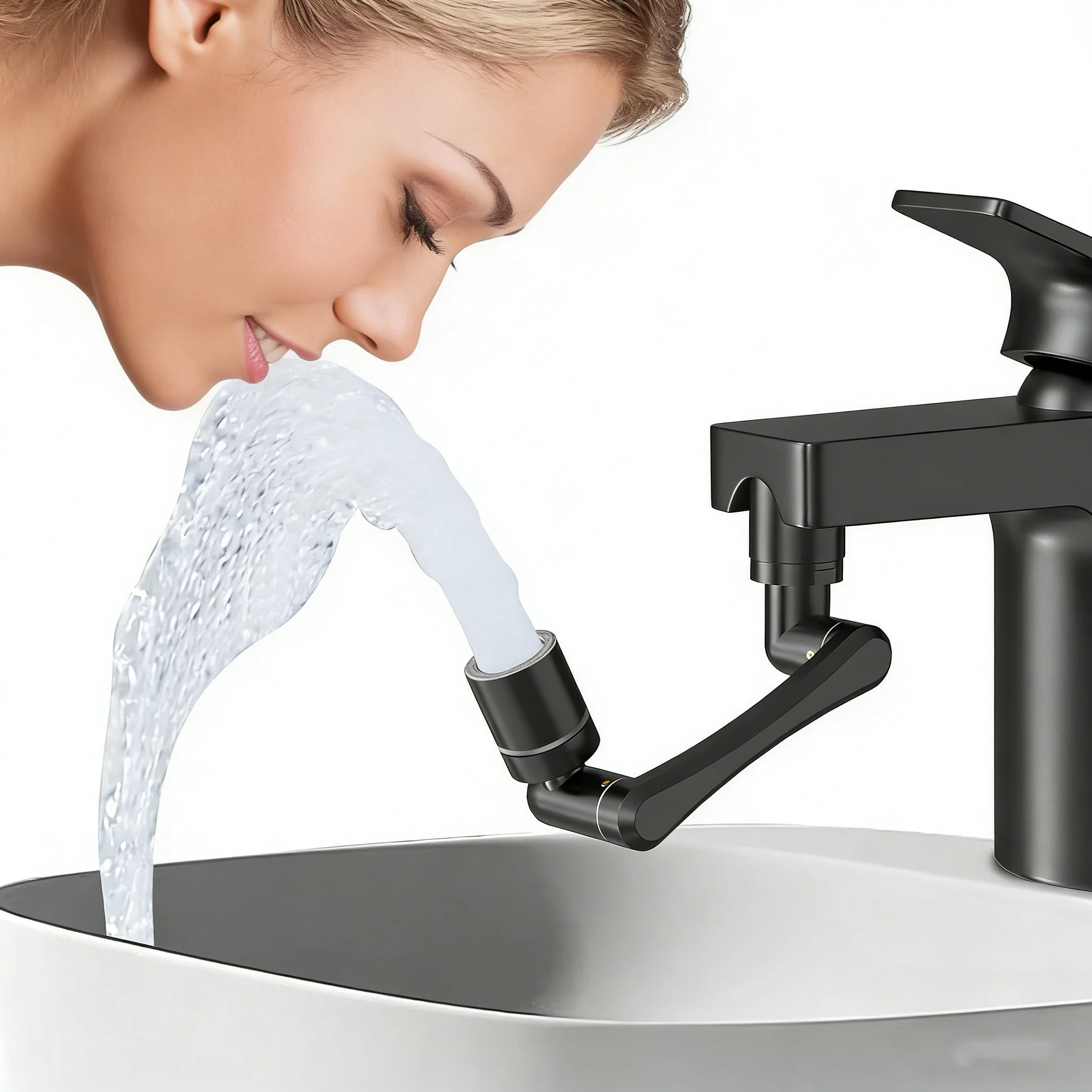 1440 °   Rotatable Scalable Metal Faucet Bathroom Tap Splash-Proof Bubbler Kitchen Faucet Filter Nozzle Tap Water Saving Extender