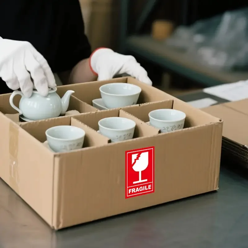 100/200 Peças Etiquetas Adesivas de Aviso Vermelhas Frágil Manusear com Cuidado 2x3 Polegadas para Logística, Transporte, Armazenamento em Armazéns, Embalagens de Caixas, Copos, Frascos, Tigelas de Porcelana, Garrafas e Itens Frágeis