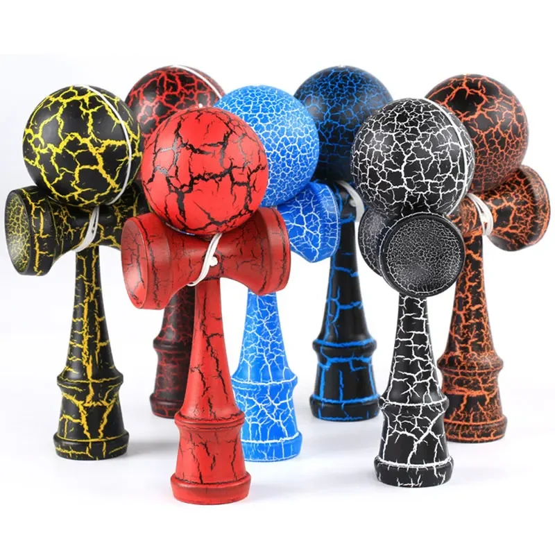 Crack Painted Kendama Toy Outdoor Fitness Balls Train Eye-hand Coordination for Children Adults Outdoor Fun Juggling Sports Ball