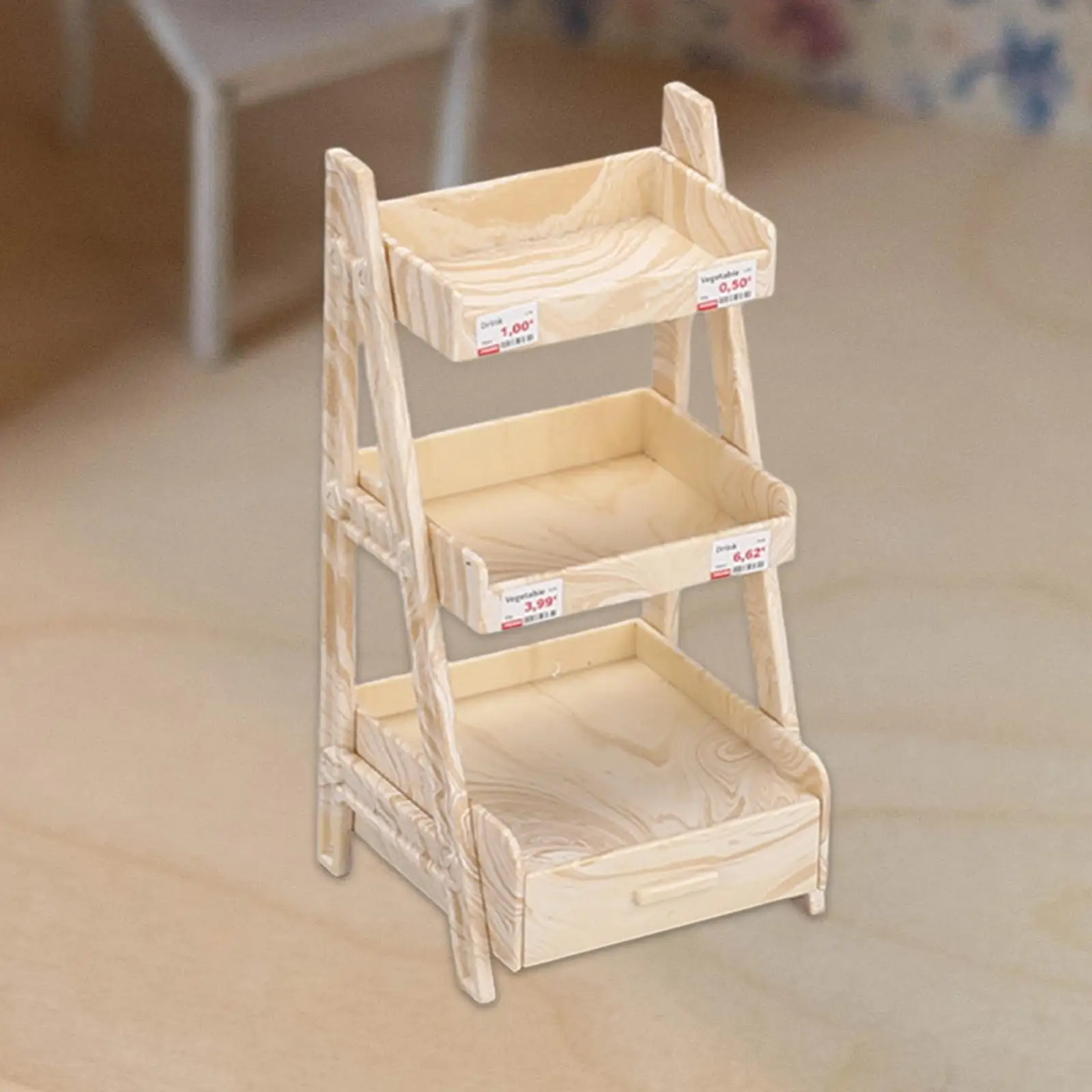 2x 1:12 Scale Miniature Plant Stand, Miniature Shelf, Dollhouse 3 Tier Shelf, Miniature Furniture for Boys Girls Children