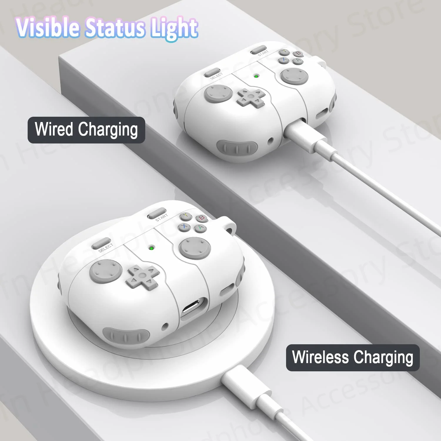 Para airpod 4th case 2024 3d gamepad capa de silicone com kit de limpeza [led frontal invisível] para airpods 3 pro 2 1 pro2 usb c