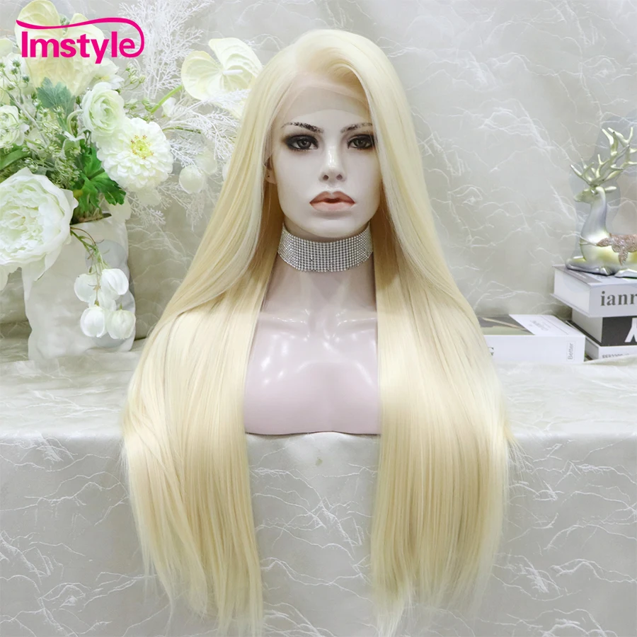 Imstyle 13x6 Synthetic Lace Front Wig Blonde Lace Wigs For Women Long Straight Hair Wig Heat Resistant Daily Cosplay Wigs