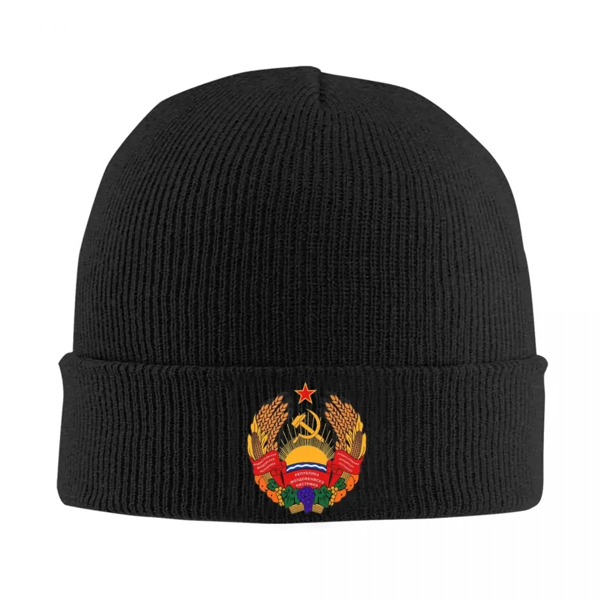 Coat Of Arms Transnistria CCCP Bonnet Hats Beanie Hats Printed Knit Hat Autumn Vintage Adult Unisex Outdoor Sport Elastic Cap