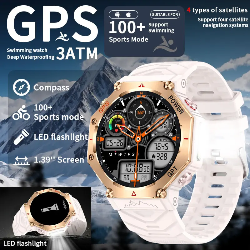 

LIGE Новый GPS трекер Смарт-часы Мужчины GPT AI Голосовой помощник Bluetooth Вызов 3ATM Водонепроницаемый компас Военные спортивные умные часы Мужские