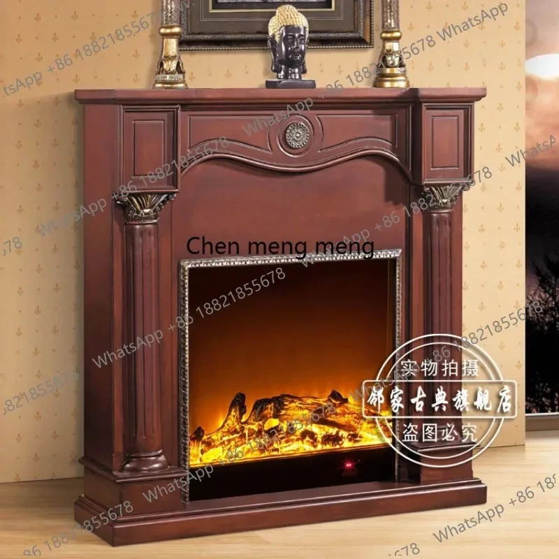 CC182 European solid wood fireplace frame carved electric fireplace cabinet decorative heating simulation fire fireplace