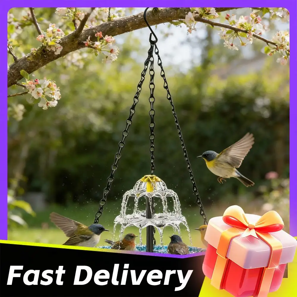 

Solar Cascade Hanging Bird Bath Fountain Wildlife Feeder Solar Powered Birdbath with Water Pump for Outdoor Garden Decor