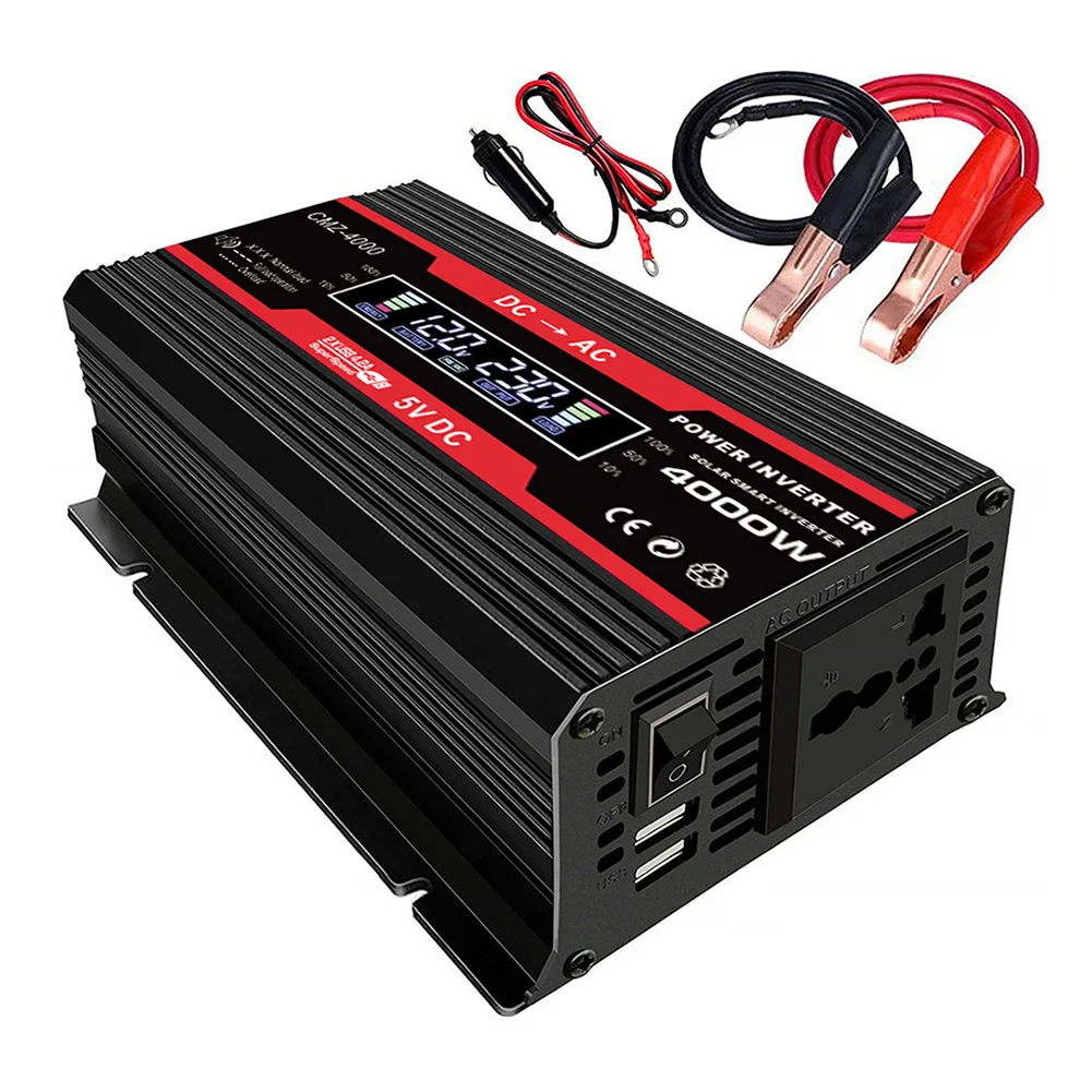 Car Power Inverter 12V to 110V/220V Voltage Transformer Car Adapter LCD Display Modified Sine Wave Charge Converter