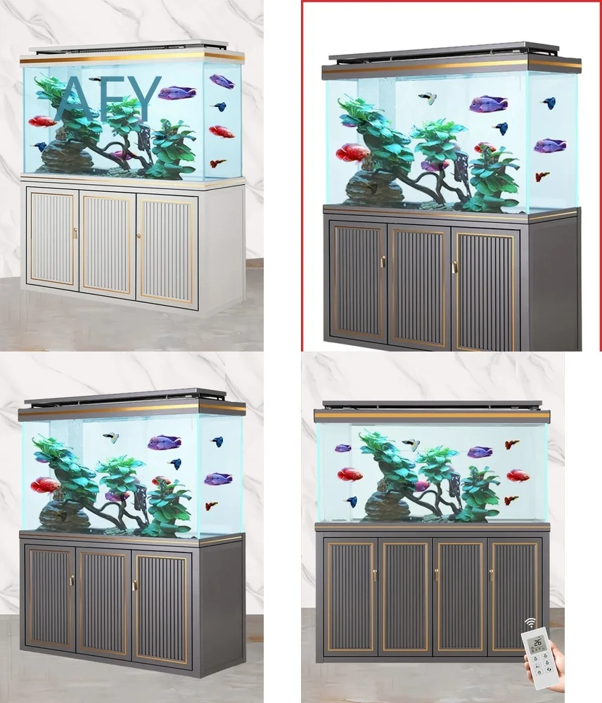 Large Floor Standing Aquarium Ornament for Home Decoration with Bottom Filtration System No Water Change Required Fish Tank