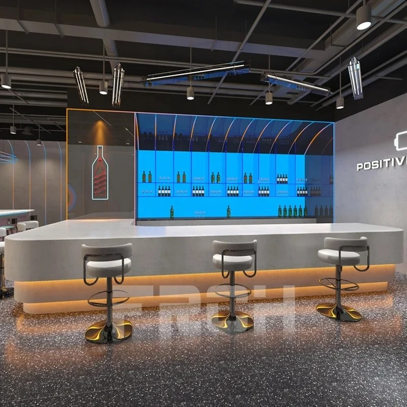 

Светодиодная L-образная барная стойка из мрамора с индивидуальным дизайном для коммерческой мебели, отелей, ночных клубов и пивных баров