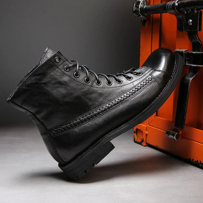 2024 New Vintage Work Boots for Men High Top British Style Men's Leather Boots Spring Autumn New Designer Platform Shoes nale