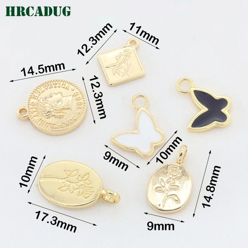 3Pcs/lot Butterfly Pendant 14K Gold Plated Flower Pendants For Necklaces Bracelets DIY Jewelry Making Supplies Small Pendants
